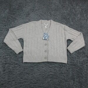 Market & Spruce Cardigan Sweater Womens Medium Gray V Neck Knit Button Front NWT